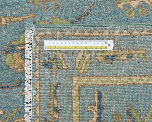 3x5 Blue Kuba Afghan Hand Knotted Wool Area Rug